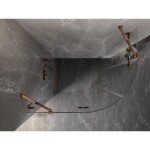 MEXEN/S - Lunar sprchový kout čtvrtkruh křídlový levá 90 x 80, transparent, růžové zlato 833-090L-080P-60-00