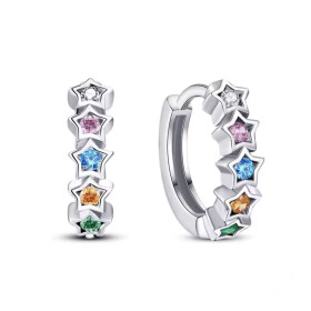 Stříbrné náušnice s barevnými hvězdičkami - stříbro 925/1000, Barevná/více barev