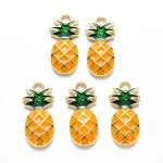 Kovový přívěsek - zlatý - ananas - 24 x 11 x 3 mm - 1 ks