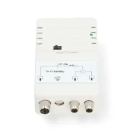 Nedis CATV Zesilovač bílá / Zesílení: 25 dB / 47 - 694 MHz / Počet výstupů: 2 / Ovládání zesílení (SAMP42222WT)