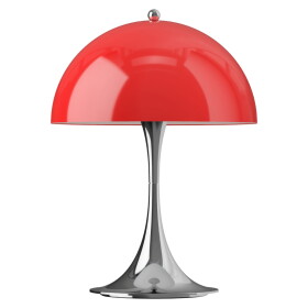 Louis Poulsen Přenosná lampa Panthella 250 V3 Opal Red / Chrome, červená barva