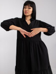 Černé rozevláté šaty s bavlněným volánkem RUE PARIS