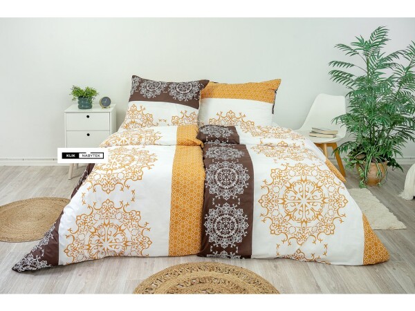 Stanex Ložní povlečení bavlněné Mandaly hnědé (LS238) ROZMĚR: 140x220 cm + polštář (90x70 cm)