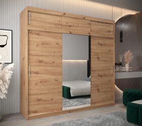 Šatní skříň Abi T1 s nástavcem Barva korpusu: Dub artisan, Rozměry: 250 cm, Dveře: Dub artisan