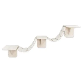 TRIXIE Nástěnná lávka pro kočky bílá / Dřevo, sisal / délka 150 cm / šířka 30 cm / 3 odpočívadla (G13-49931)