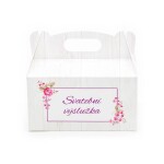 Dortisimo Svatební krabička na výslužku vzor dřevo s květinami a nápisem (13 x 9 x 7 cm)