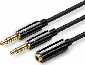 UGREEN AV140 AUX audio splitter sluchátka + mikrofon na 3,5 mm mini jack kabel, ABS (černý)