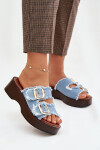 Dámské pantofle na platformě 100-486 Jeans modrá s černou - Joalice Paris jeans-sv.modrá 41
