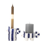 Bloomingville Keramický svícen Caty Blue – set 2 ks, modrá barva, keramika