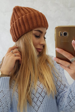 Čepice s rolováním Magda K293 camel UNI