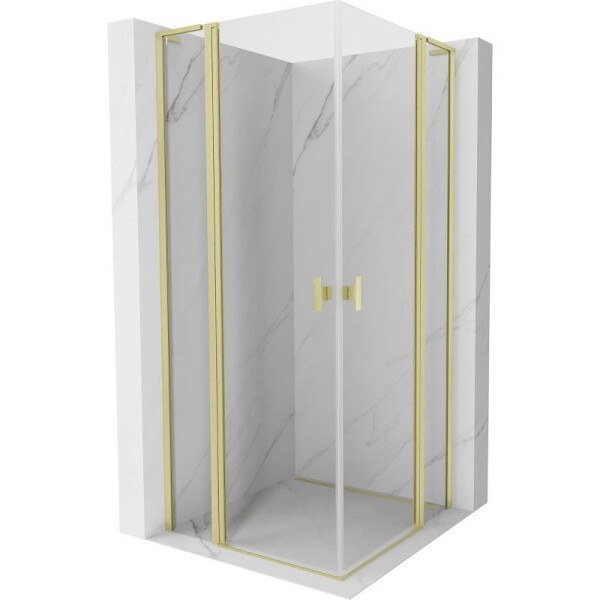 MEXEN/S - Mist L Duo sprchový kout dveře křídlové 95 x 95, transparent, zlato kartáčovaná 8A4L-095-095-55-00
