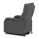Křeslo polohovací, eletrické, šedá látka.