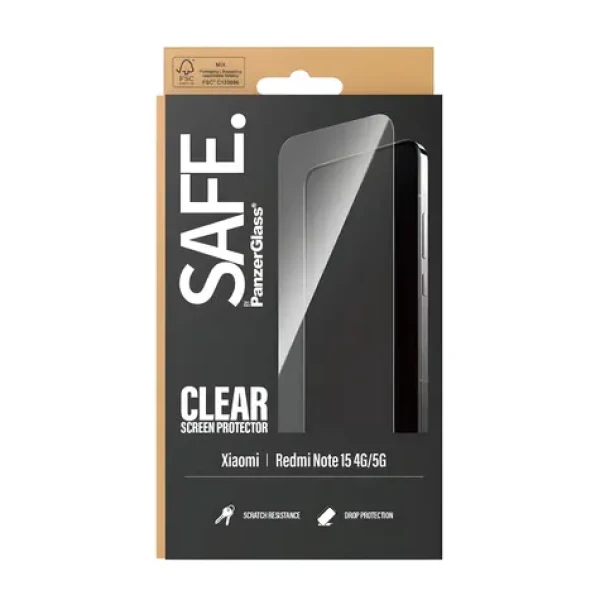 PanzerGlass SAFE UWF pro Xiaomi Redmi Note 15 4G/5G černá / Tvrzené sklo / Plně nalepovací / 0,4 mm / 11 g (SA22448)