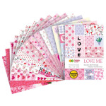 Blok papírů A4 LOVE ME – 16 listů, romantické valentýn dekorativní papír scrapbooking cardmaking přání pozvánky visačky láska romantické motivy A4 jednostranný