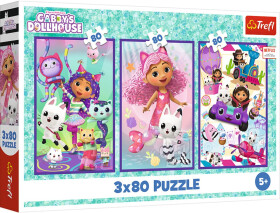 Puzzle Gábinin kouzelný domek: Gábininy barevné dny 3x80 dílků