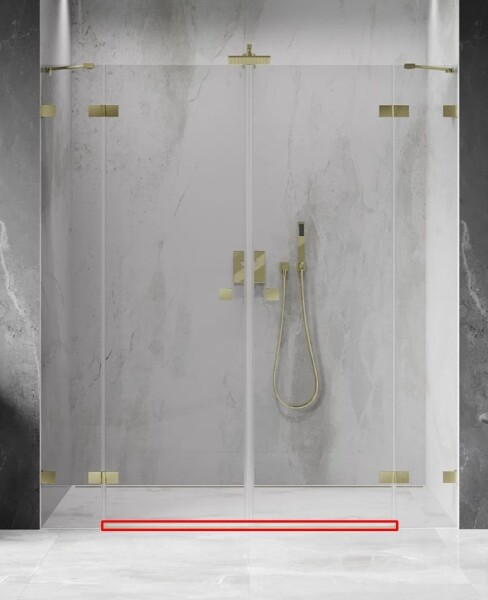 MEXEN - LUNAR prahová lišta rovná 200 cm zlatá kartáčovaná 830-03-55