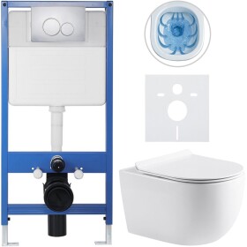 CERANO - Kompletní WC set Profi/Felci - bílá lesklá - WC tlačítko Duo/Chrom - předstěnová instalace - 52,5x36 CER-8050BD84319