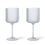 Ferm Living Sklenice na červené víno Ripple Clear – set 2 ks, čirá barva, sklo, 325 ml