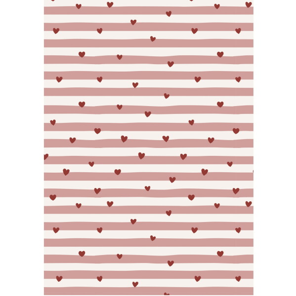 Ib Laursen Balicí papír Red Hearts / Pink Stripes – 5 m, červená barva, multi barva