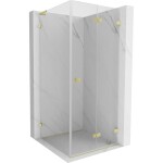 MEXEN/S - Lunar-F L sprchový kout skládací dveře pravá 100 x 100, transparent, zlato kartáčovaná 836L-100-100-55-00-P