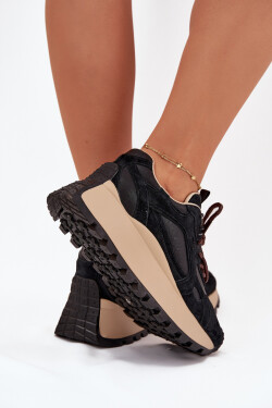 Dámské kožené tenisky na platformě Big Star HI-POLY SYSTEM – černé Velikost: 38