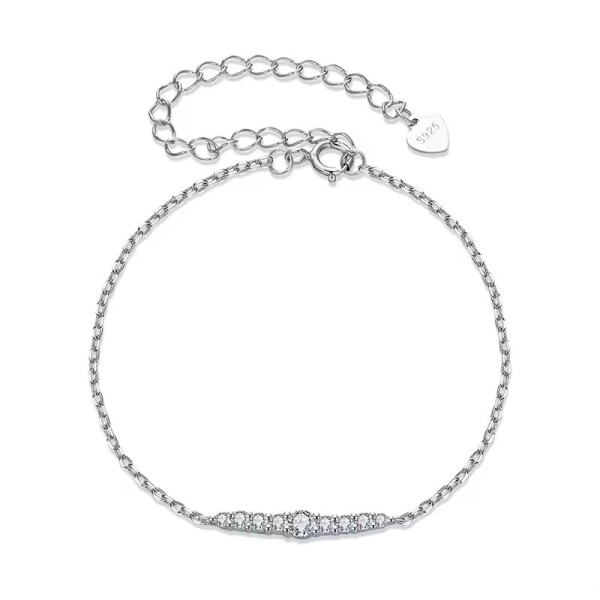 Stříbrný náramek Ailana MOISSANITE + CERTIFIKÁT, Stříbrná 40 cm + 5 cm (prodloužení)