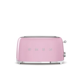 Smeg TSF02PKEU, toustovač / topinkovač, 4 toasty, 6 úrovní opékání, zásuvka na drobky, styl. 50. let, růžový