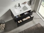 CERANO - Koupelnová skříňka Velora - černá matná, úchytka černá + keramické umyvadlo Novo - bílá lesklá - 81x54,5x46,5 CER-979891