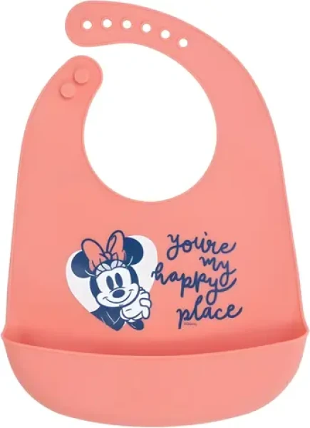 STOR Silikonový bryndák Minnie / Bryndák / Silikon / Kapsa na zbytky jídla / Bez BPA (10729)