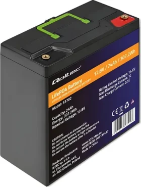 Qoltec baterie LiFePO4 12,8V 24Ah / Baterie / 307,2Wh / vestavěné BMS (53702)