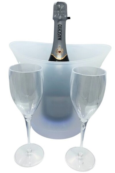 Chladící nádoba na víno svítící LED 5L a 2 ks skleničky průhledné 150 ml Chladící nádoba na víno svítící LED 5L a 2 ks skleničky průhledné 150 ml