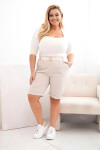 Dámské bavlněné šortky Plus Size s páskem béžový 5XL