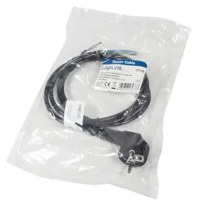 LogiLink napájecí kabel CEE7/7 černá / Napájecí kabel / zahnutý 90° / 1,5 m (CP135)