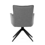Židle jídelní, taštičkové pružiny v sedáku, 180° otočný mechanismus, šedá voděodolná látka, černý kov
