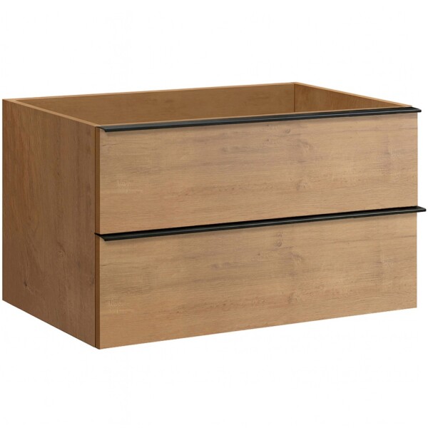 CERANO - Koupelnová skříňka pod umyvadlo s úchytkou Velora - dub medový, černá úchytka - 79x53x46,5 CER-665125