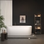 Erga Marina, rohová volně stojící vana 150x75 cm + odtoková zátka, levá, bílá lesklá, ERG-MARINA-150075L-WH-WH