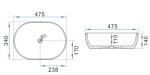 Erga Della, umyvadlo na desku 475x340x140 mm, bílá lesklá, ERG-V03-DELLA48-WH