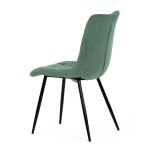 Židle jídelní, zelená látka, černé kovové nohy