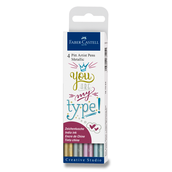 Popisovač Faber-Castell Pitt Artist Pen 4 barvy, metalické