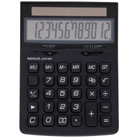 Maul ECO 850 kapesní kalkulačka černá Displej (počet míst): 12 solární napájení (š x v x h) 126 x 174 x 35 mm