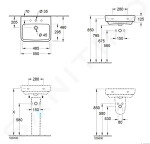 VILLEROY & BOCH - O.novo Umyvadlo 550x460 mm, s přepadem, otvor pro baterii, AntiBac, CeramicPlus, alpská bílá 4A4155T2