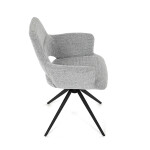 Židle jídelní, šedá látka, 360° vratný mechanismus, černý kov