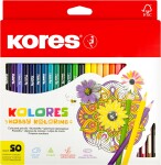 Kores Trojhranné pastelky KOLORES Mandalas pro antistresové omalovánky 3 mm 50 barev