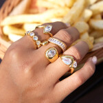 ELENYS Crystal Love – pozlacený prsten 18K žluté zlato Velikost: 8 (EU: 57-58)