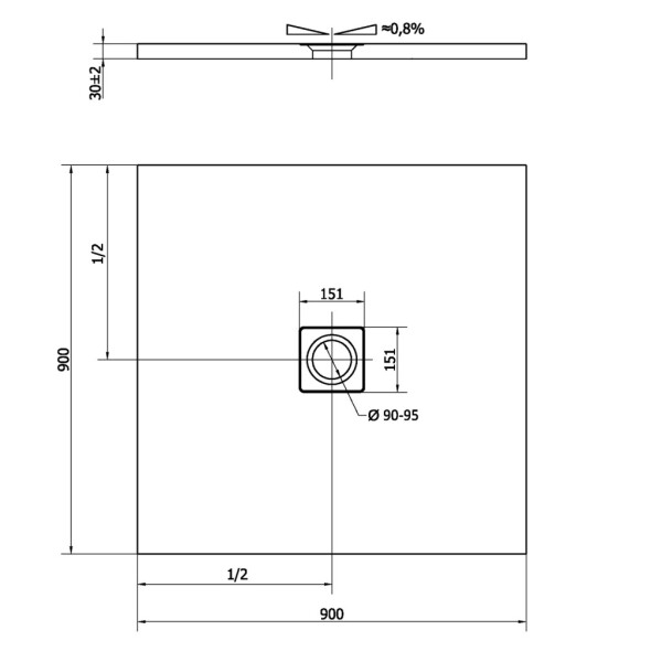 POLYSAN - FLEXIA vanička z litého mramoru s možností úpravy rozměru, 90x90cm 71546