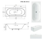 HOPA - Obdélníková vana VITAE - Nožičky k vaně - S nožičkami, Rozměr vany - 180 × 80 cm VANVITAE180+OLVPINOZSTELWD