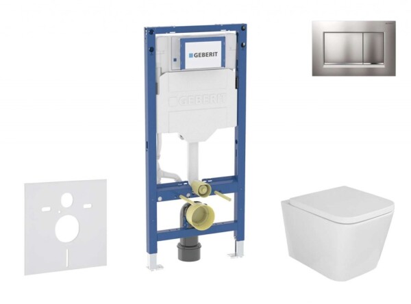 GEBERIT - Duofix Set předstěnové instalace, klozetu Arkas a sedátka softclose, tlačítko Sigma30, lakovaný chrom mat/chrom SANI11CA1113B