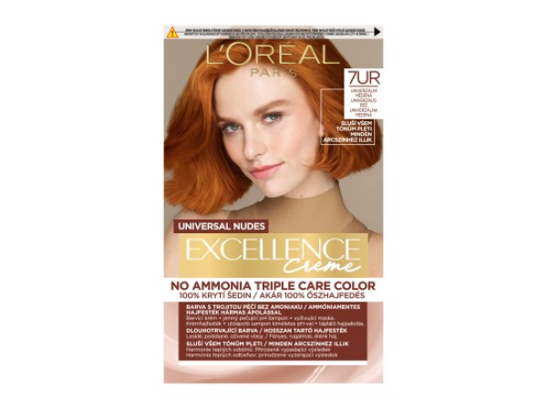 L'Oréal Paris Excellence Nudes Copper 7UR Univerzální měděná, 72ml + 48ml + 12ml + 60ml