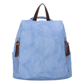 Zajímavý menší dámský koženkový batůžek Melánie, světle modrá