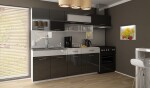 FRONTI Kuchyňská linka DOLORES 240/180 - Černý + bílý lesk